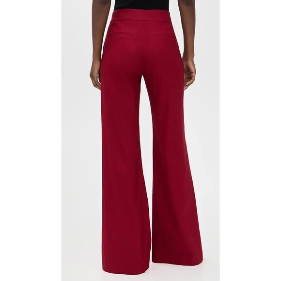 NWT Alice + Olivia Dylan Size 10 High Waisted Wide Leg Trousers Wine Red Bordeau - Picture 2 of 14